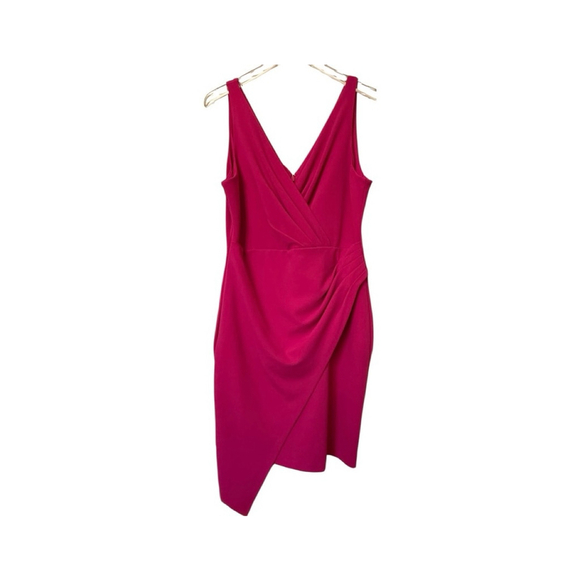 EUC Women's Guess Asymmetric V-Neck Sleeveless Pink Dress Size 14 - Picture 1 of 10